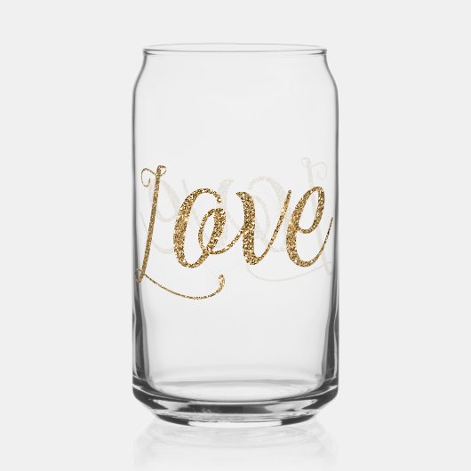 Gouden Glam Glitter Liefde Blikvorm Glas (Voorkant)