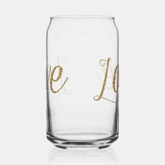 Gouden Glam Glitter Liefde Blikvorm Glas (Rechts)