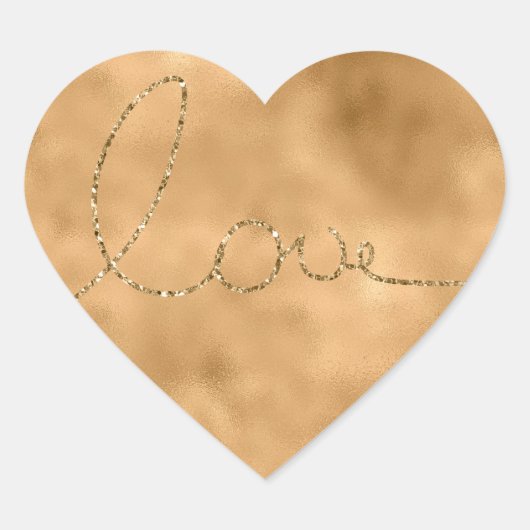 Gouden Glam Glitter Liefde Hart Hart Sticker (Voorkant)