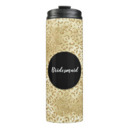 Gouden Glam Glitter Luipaardprint  Thermosbeker