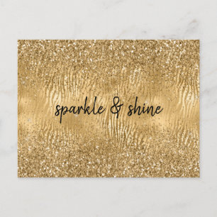 Gouden Glam Glitz Zebra Print Faux Glitter Briefkaart