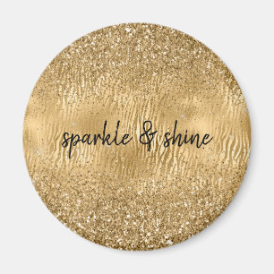 Gouden Glam Glitz Zebra Print Faux Glitter Magneet