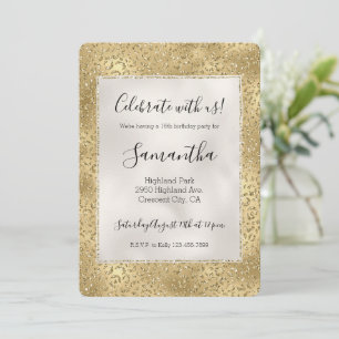 Gouden Glam Glitzy Glitter Luipaardprint Kaart