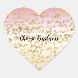 Gouden Glam Harten Confetti Roze Peach Ombre Hart Sticker