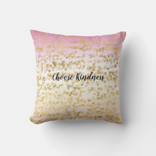 Gouden Glam Harten Confetti Roze Peach Ombre Kussen