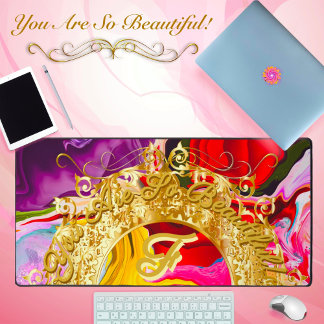 Gouden Glam Initiaal F Monogram Motivatie Abstract Bureaumat