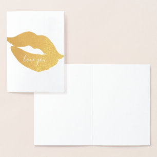 Gouden Glam Lips Kiss Love You Folie Kaarten