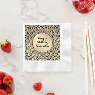 Gouden Glam Luipaard Print Verjaardag Servet
