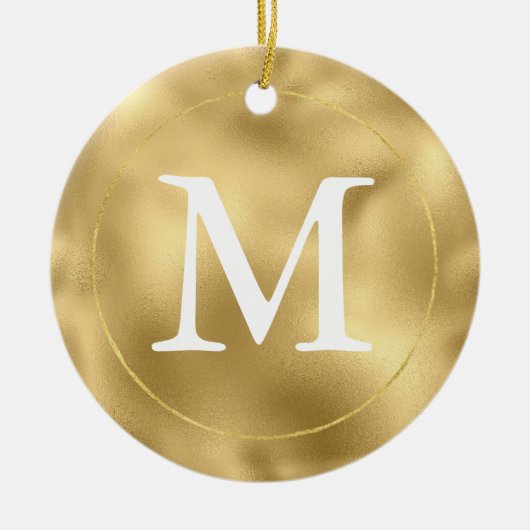 Gouden Glam Monogram Keramisch Ornament (Voorkant)