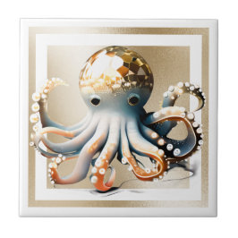 Gouden glam octopus decoratief strand oceaan thema tegeltje