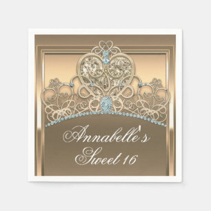 Gouden Glam Prinses Hart Diadeem Verjaardagsfeestj Servet