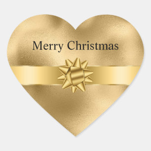 Gouden Glam Ribbon en Boog Kerstmis Hart Sticker