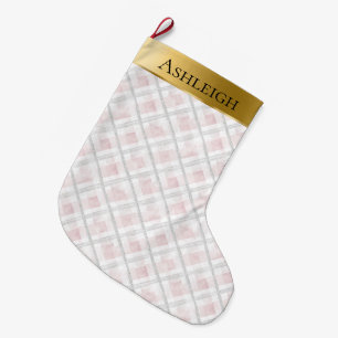 Gouden Glam Roze Witte Hart Stripes Kerstmis Grote Kerstsok