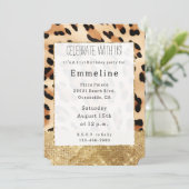 Gouden Glam Sparkle Cream Leopard Kaart (Staand voorkant)