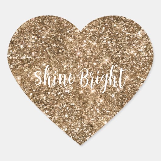 Gouden Glam Sparkling Glitter Hart Sticker (Voorkant)