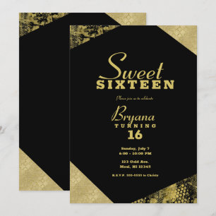 Gouden Glamour Geometrische Moderne Chic Sweet 16 Kaart