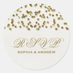 Gouden Glamour Glitter Confetti RSVP Ronde Sticker