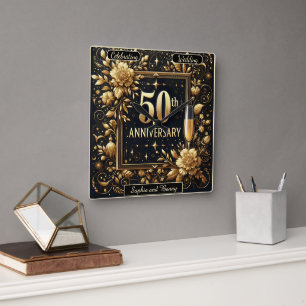 Gouden Glans: 50 Jaar Liefde Vierkante Klok