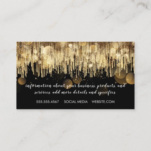 Gouden Glans | Abstracte Bokeh Lichten Visitekaartje (Achterkant)
