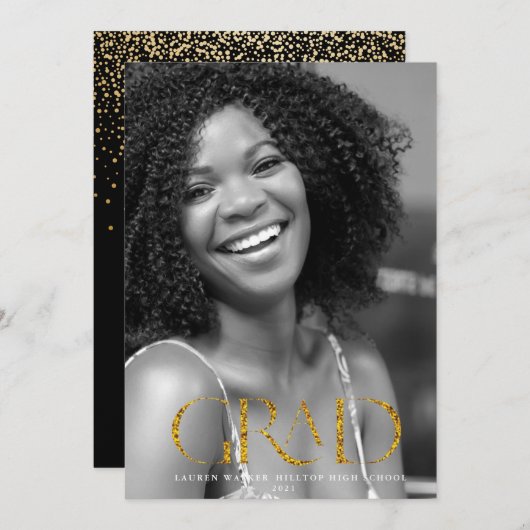 gouden glans afstuderen aankondiging (Voorkant / Achterkant)