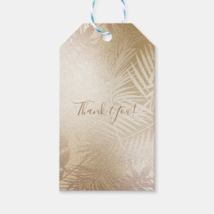 Gouden Glans Botanisch Tropische Palmboom Bladeren Cadeaulabel