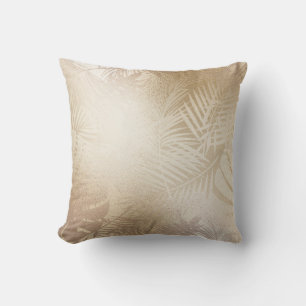 Gouden Glans Botanische Tropische Palmboom Bladere Kussen