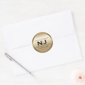 Gouden glans Elegante Glam Custom Monogram Favor Ronde Sticker (Envelop)