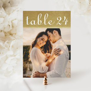 Gouden Glans Huwelijksfoto Tafel Nummerkaart Kaart
