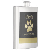 Gouden glanzende hondenpoot op zwarte achtergrond flacon (Rechts)