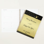 Gouden glanzende kerststerren, poten op goud & zwa planner (Display)