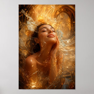 Gouden Glas Sereniteit Muur Decoratie Poster