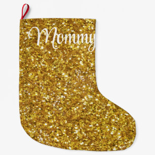 Gouden glinster glitterpatroon grote kerstsok