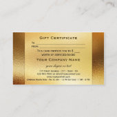 Gouden glinsterende Bokeh cadeaubon sjabloon Kortingskaartje (Achterkant)