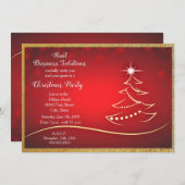 Gouden glinsterende kerstboom op rode feestelijke kaart (Voorkant / Achterkant)