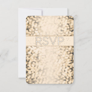 Gouden glinsterende lichten glamour bruiloft RSVP Kaart
