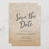 Gouden glinsterende Save our date trouwkaarten Save The Date (Voorkant / Achterkant)
