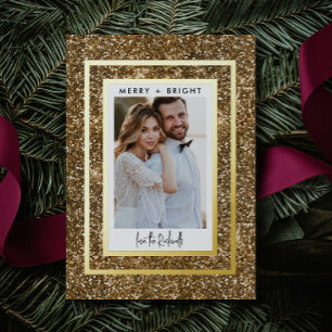 Gouden Glitter 1 Foto Realistisch Folie Feestdagenkaart