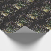 Gouden glitter 2025 oudejaarsavond goud vuurwerk cadeaupapier (Hoek)