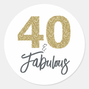 Gouden Glitter 40 en Fabulous 40e verjaardag Ronde Sticker