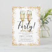 Gouden Glitter 40e Verjaardagsfeest Kaart (Staand voorkant)