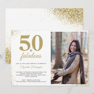 Gouden glitter 50 en fantastische verjaardagsuitno kaart