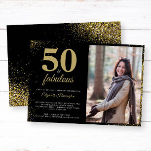 Gouden glitter 50 en fantastische verjaardagsuitno kaart