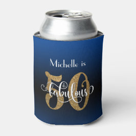 Gouden Glitter 50 & Fabulous Blue Ombre Verjaardag Blikjeskoeler