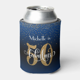 Gouden Glitter 50 & Fabulous Blue Ombre Verjaardag Blikjeskoeler