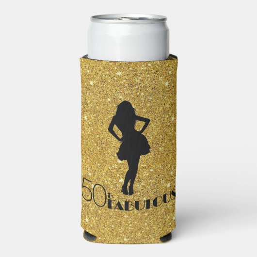 Gouden Glitter 50 & FABULOUS Modern Glam Silhouett (Seltzer Voorkant)