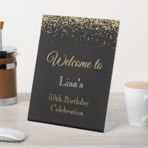Gouden Glitter 50e Verjaardag Zwarte Welkom