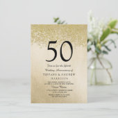 Gouden Glitter 50ste Huwelijksjubileum Uitnodiging (Staand voorkant)