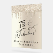 Gouden Glitter 75e verjaardagsfeestje Acryl Bord (Hoek)