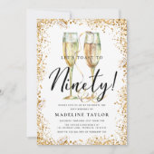 Gouden Glitter 90ste Verjaardagsfeest Kaart (Voorkant)
