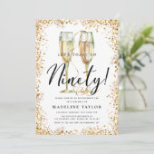 Gouden Glitter 90ste Verjaardagsfeest Kaart (Staand voorkant)